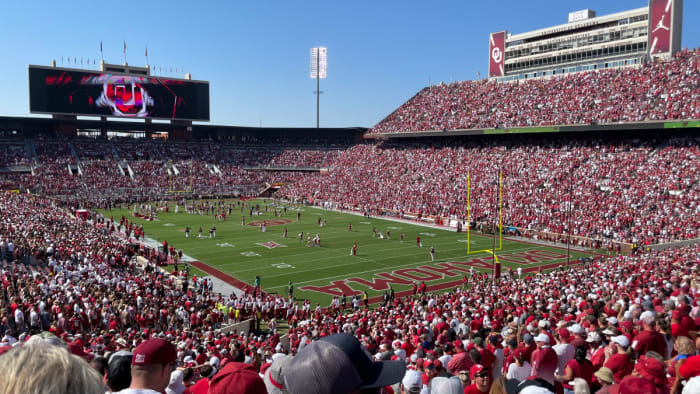 Photo from Road to CFB, 2021. Oklahoma hosts Nebraska.
